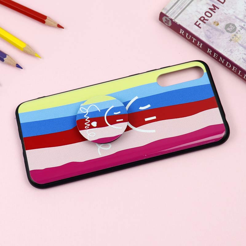 قاب فانتزی برجسته + پاپ سوکت طرح رنگین کمان هواوی Y8p سری D