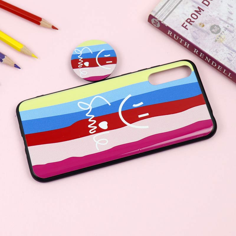 قاب فانتزی برجسته + پاپ سوکت طرح رنگین کمان هواوی Y8p سری D