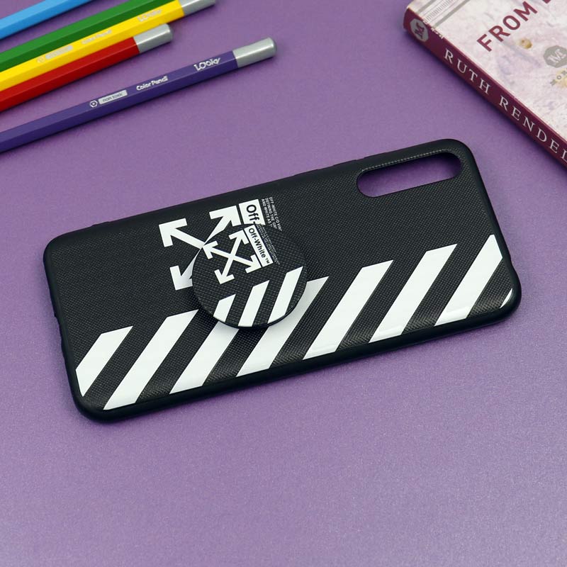 قاب فانتزی برجسته + پاپ سوکت طرح Off White هواوی Y8p سری D