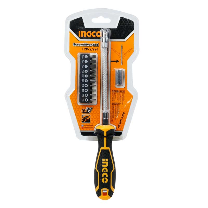 ست پیچ گوشتی فنری 12 عددی اینکو Ingco AKSDFL1208