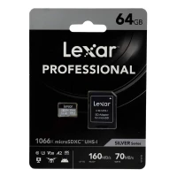 رم میکرو 64 گیگ لکسار Lexar Silver Series 1066X A2 V30 U3 C10 160MB/s + خشاب