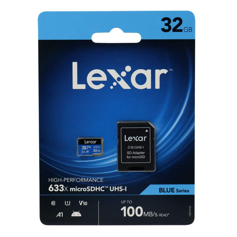 رم میکرو 32 گیگ لکسار Lexar Blue Series 633X A1 V10 U1 C10 100MB/s + خشاب