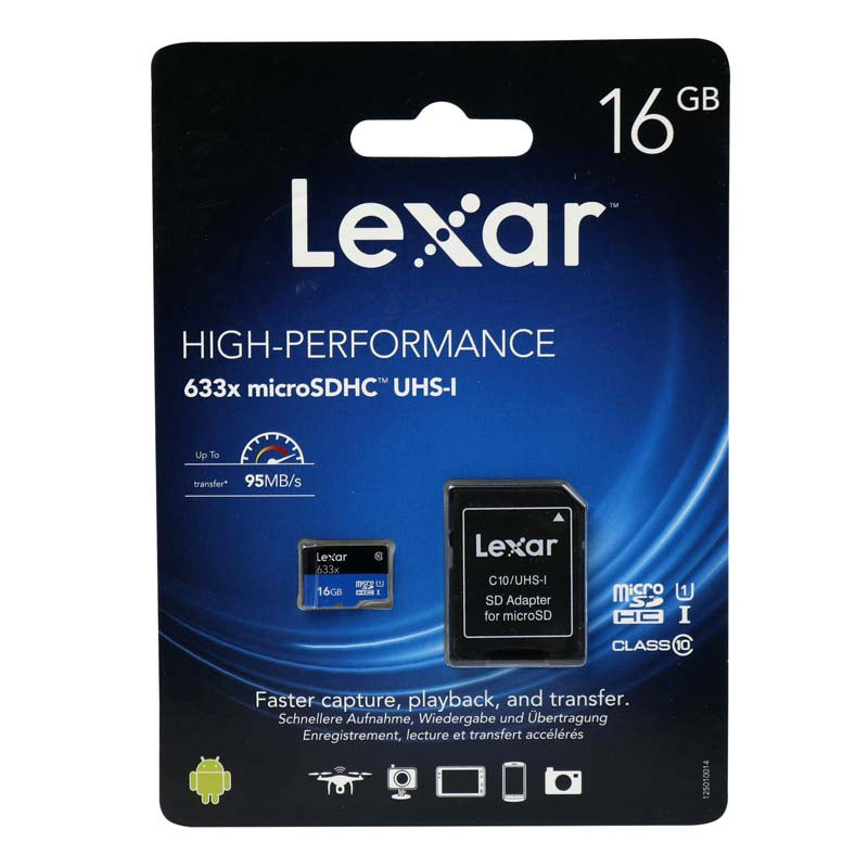 رم میکرو 16 گیگ لکسار Lexar 633X U1 C10 95MB/s + خشاب
