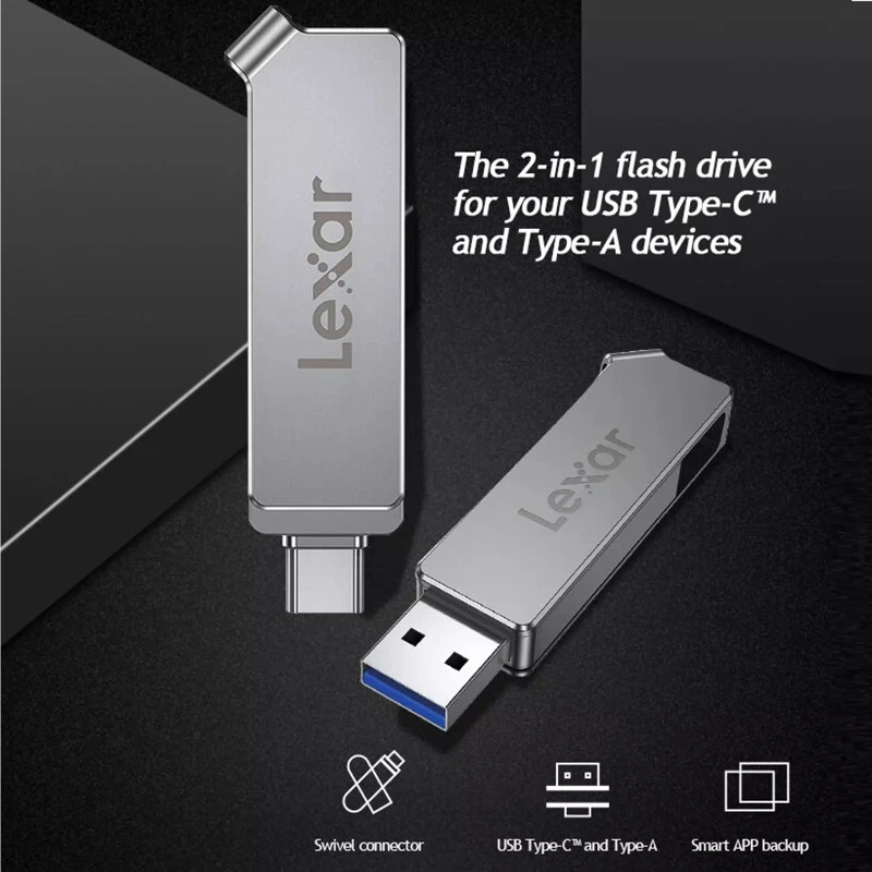 فلش 64 گیگ لکسار Lexar JumpDrive D30c OTG Type-C USB3.1