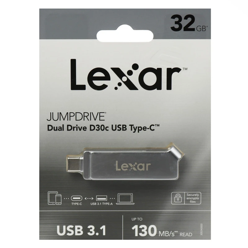 فلش 32 گیگ لکسار Lexar JumpDrive D30c OTG Type-C USB3.1