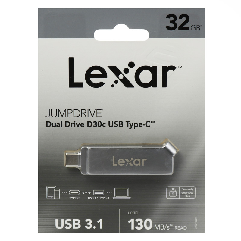 فلش 32 گیگ لکسار Lexar JumpDrive D30c OTG Type-C USB3.1