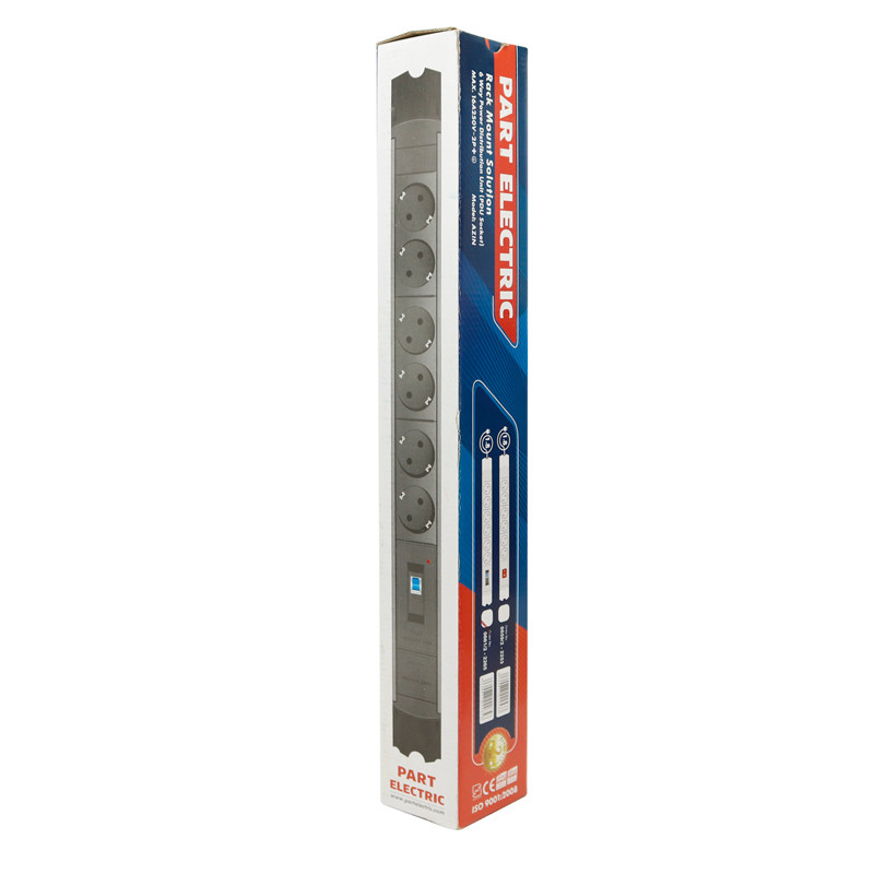چند راهی 6 خانه ارت دار پارت الکتریک Azin PE2265 Rack Mount با کابل 1/8 متری