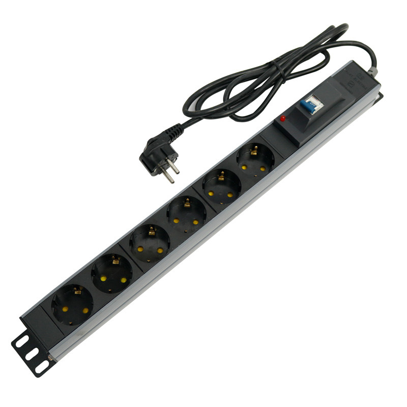 چند راهی 6 خانه ارت دار پارت الکتریک Azin PE2265 Rack Mount با کابل 1/8 متری