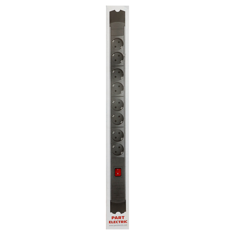 چندراهی 8 خانه برق ارت دار پارت الکتریک PE5144 با کابل 1/8 متری