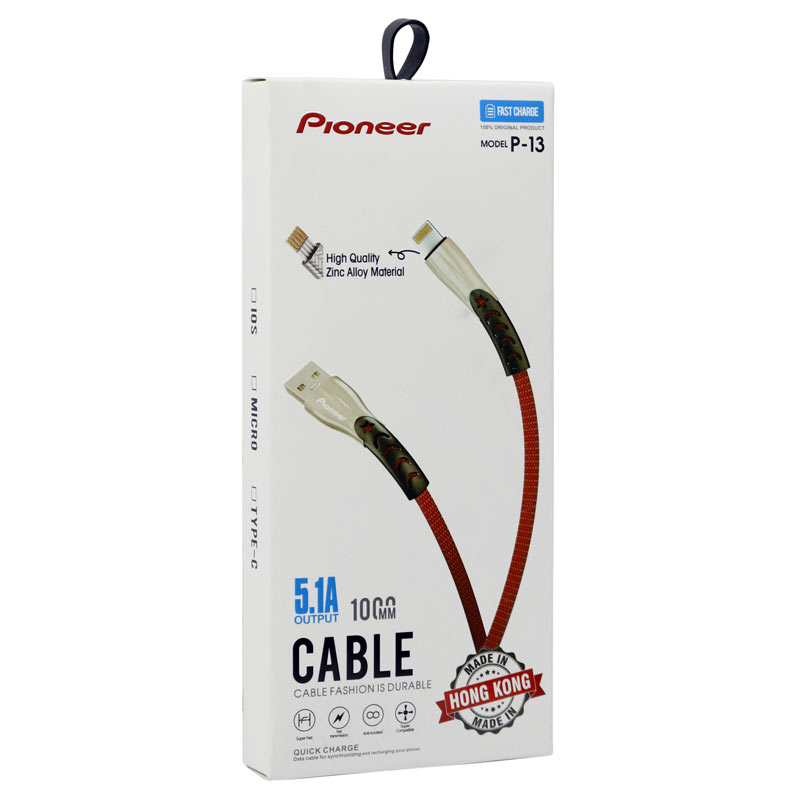 کابل میکرو یو اس بی فست شارژ Pioneer P-13 5.1A 1m