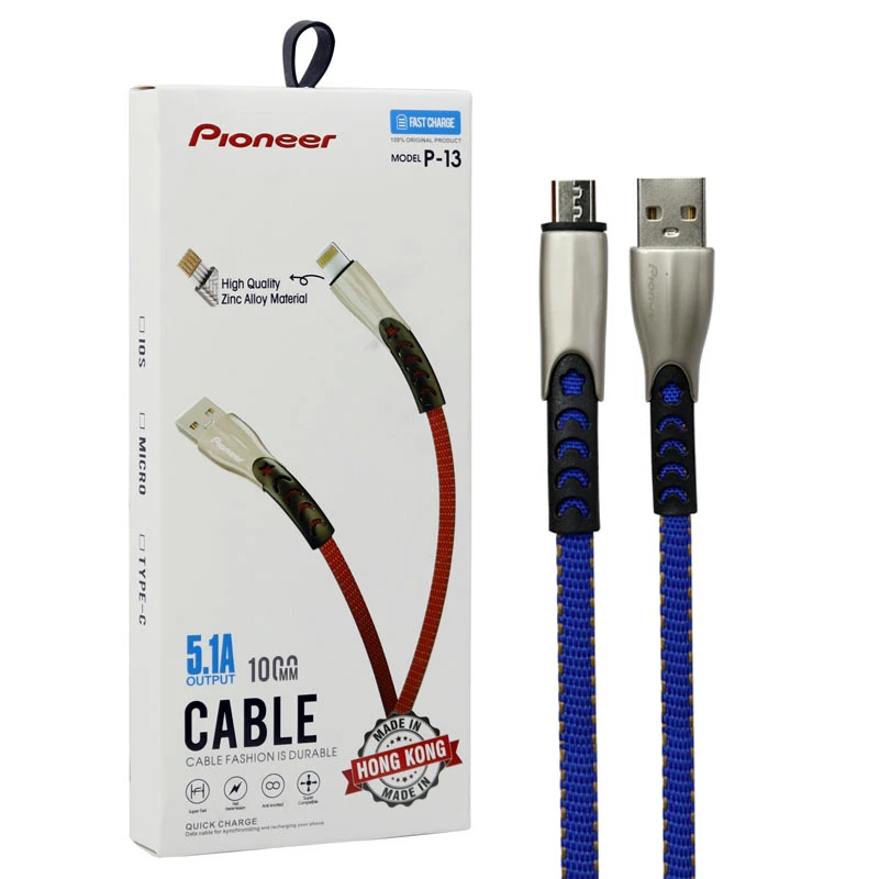 کابل میکرو یو اس بی فست شارژ Pioneer P-13 5.1A 1m