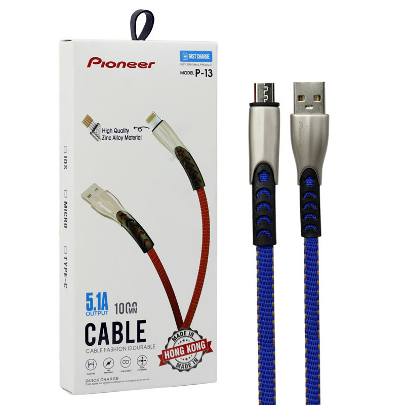 کابل میکرو یو اس بی فست شارژ Pioneer P-13 5.1A 1m