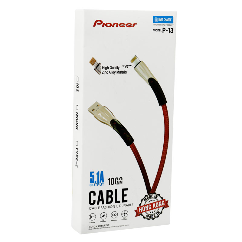 کابل فست شارژ Pioneer P-13 5.1A Type-C 1m