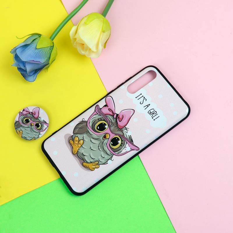 قاب فانتزی برجسته + پاپ سوکت طرح جغد هواوی Y8p سری D