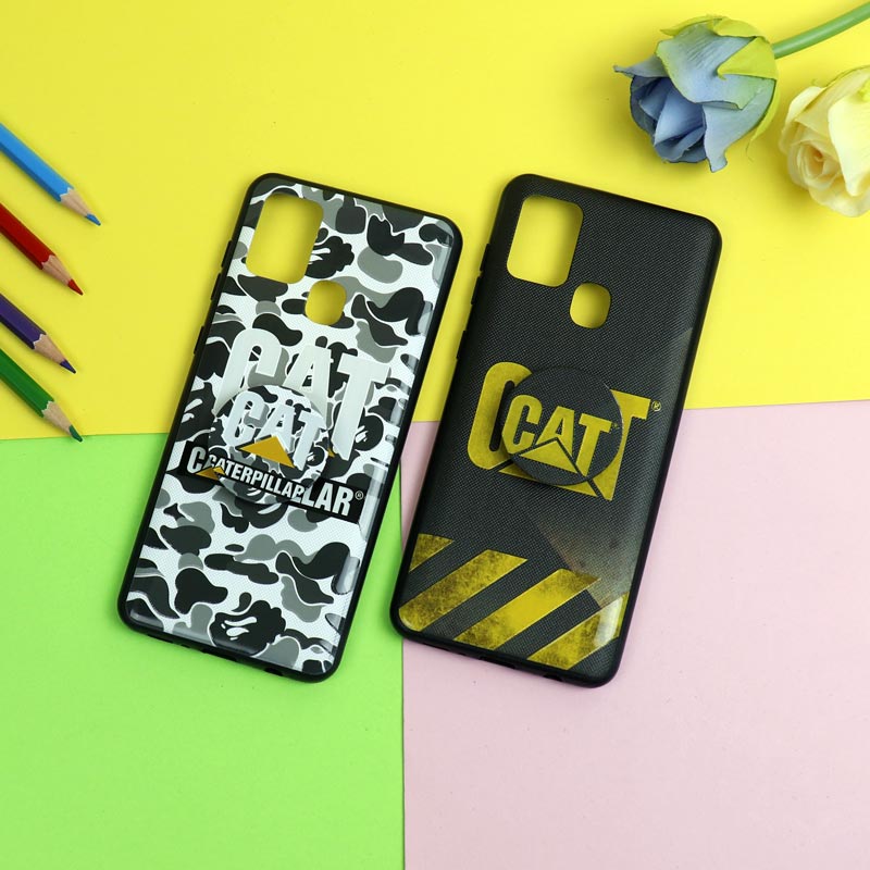 قاب فانتزی برجسته + پاپ سوکت طرح CAT سامسونگ A21s سری D