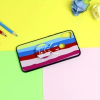 قاب فانتزی برجسته + پاپ سوکت طرح رنگین کمان سامسونگ A11 سری D
