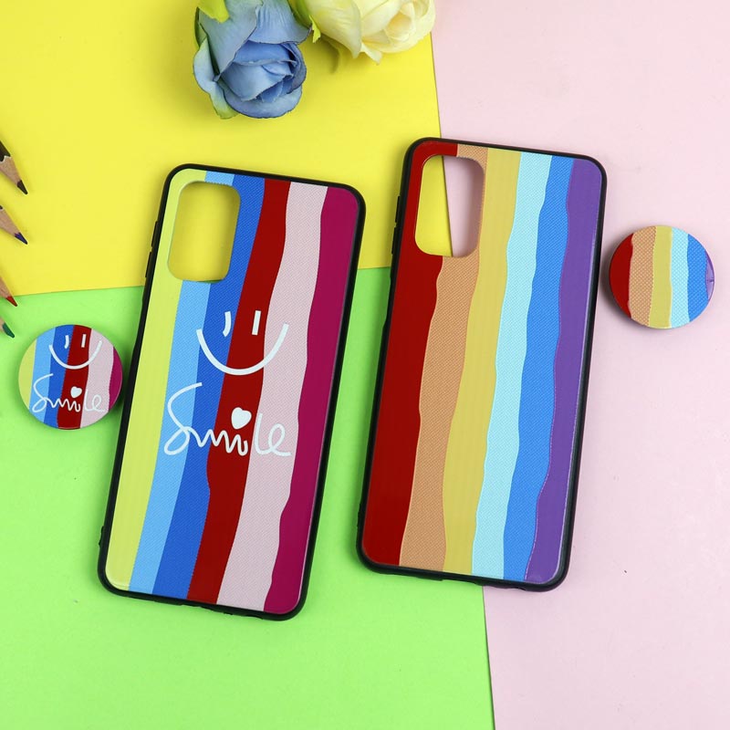 قاب فانتزی برجسته + پاپ سوکت طرح رنگین کمان سامسونگ A32 سری D