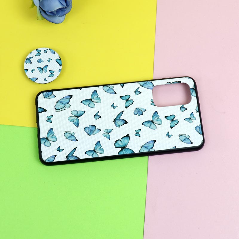 قاب فانتزی برجسته + پاپ سوکت طرح پروانه سامسونگ A32 سری D