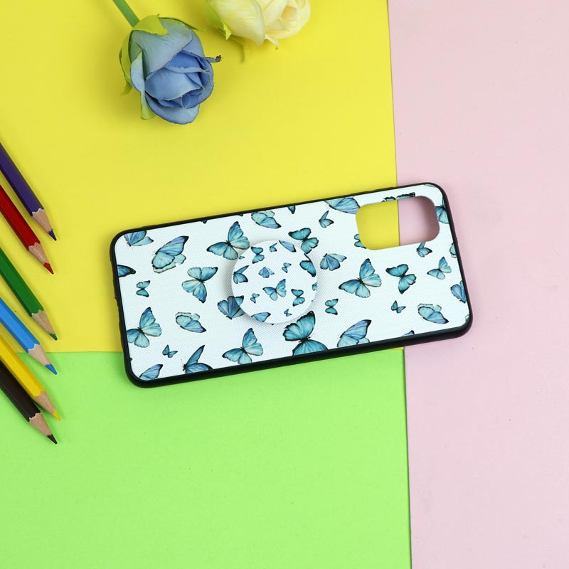 قاب فانتزی برجسته + پاپ سوکت طرح پروانه سامسونگ A32 سری D