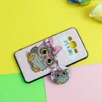 قاب فانتزی برجسته + پاپ سوکت طرح جغد سامسونگ J2 Prime سری D