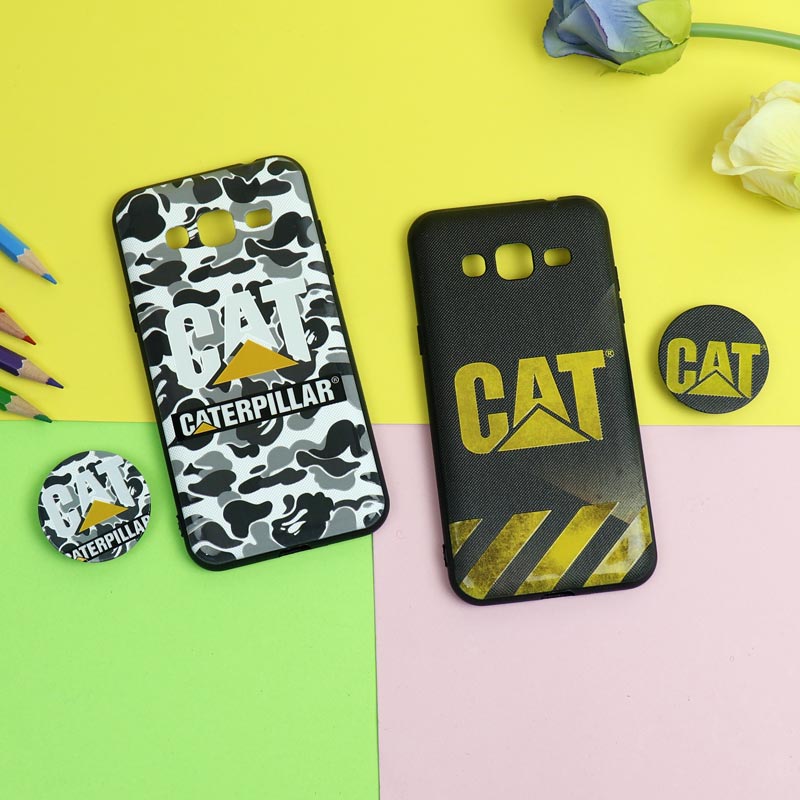 قاب فانتزی برجسته + پاپ سوکت طرح CAT سامسونگ J3 2016 سری D
