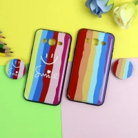 قاب فانتزی برجسته + پاپ سوکت طرح رنگین کمان سامسونگ J3 2016 سری D