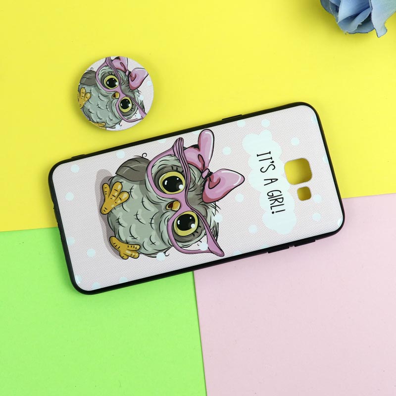 قاب فانتزی برجسته + پاپ سوکت طرح جغد سامسونگ J5 Prime سری D