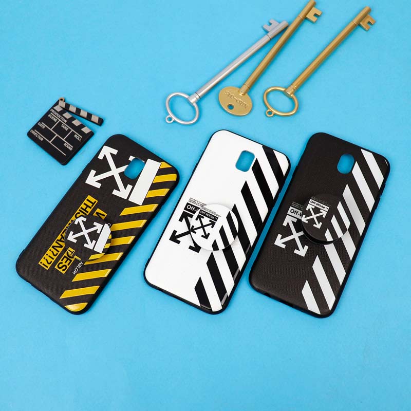 قاب فانتزی برجسته + پاپ سوکت طرح Off White سامسونگ J7 Pro سری D