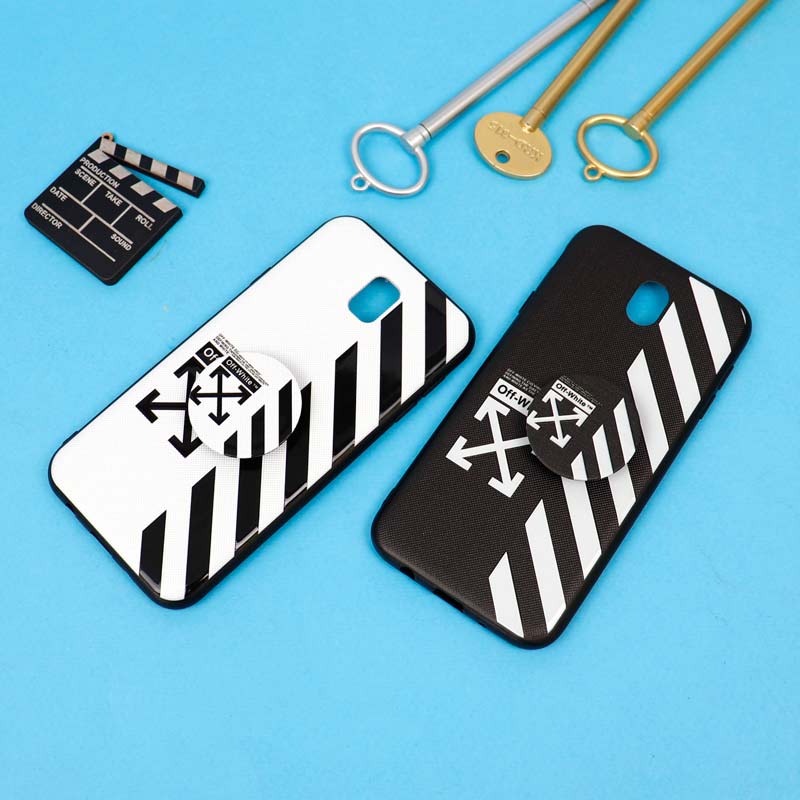 قاب فانتزی برجسته + پاپ سوکت طرح Off White سامسونگ J7 Pro سری D