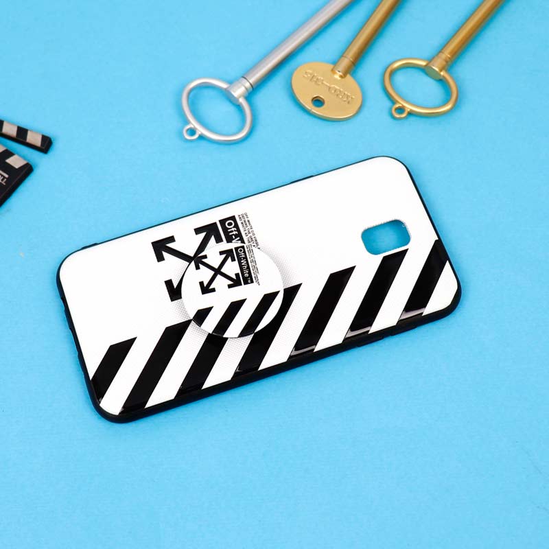 قاب فانتزی برجسته + پاپ سوکت طرح Off White سامسونگ J7 Pro سری D