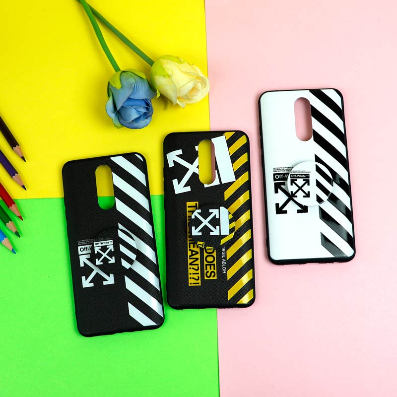 قاب فانتزی برجسته + پاپ سوکت طرح Off White شیائومی Redmi 8 سری D