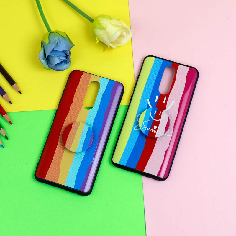 قاب فانتزی برجسته + پاپ سوکت طرح رنگین کمان شیائومی Redmi 8 سری D