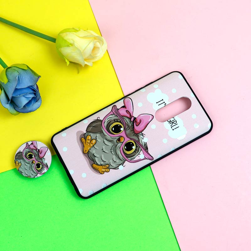 قاب فانتزی برجسته + پاپ سوکت طرح جغد شیائومی Redmi 8 سری D