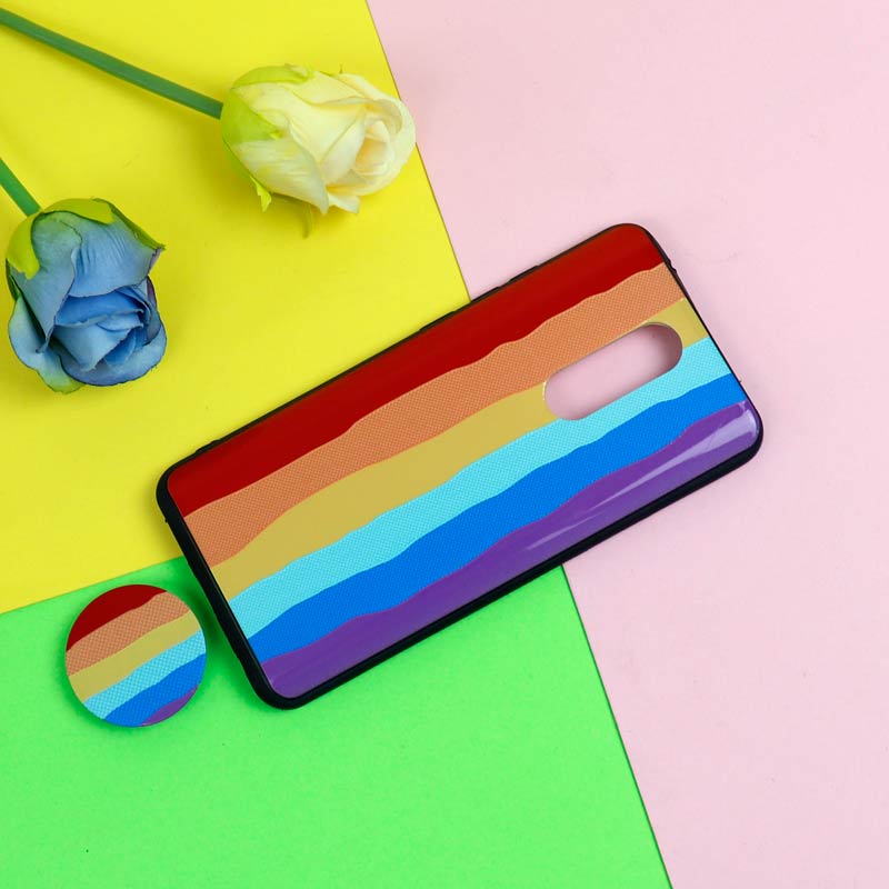 قاب فانتزی برجسته + پاپ سوکت طرح رنگین کمان شیائومی Redmi 8 سری D