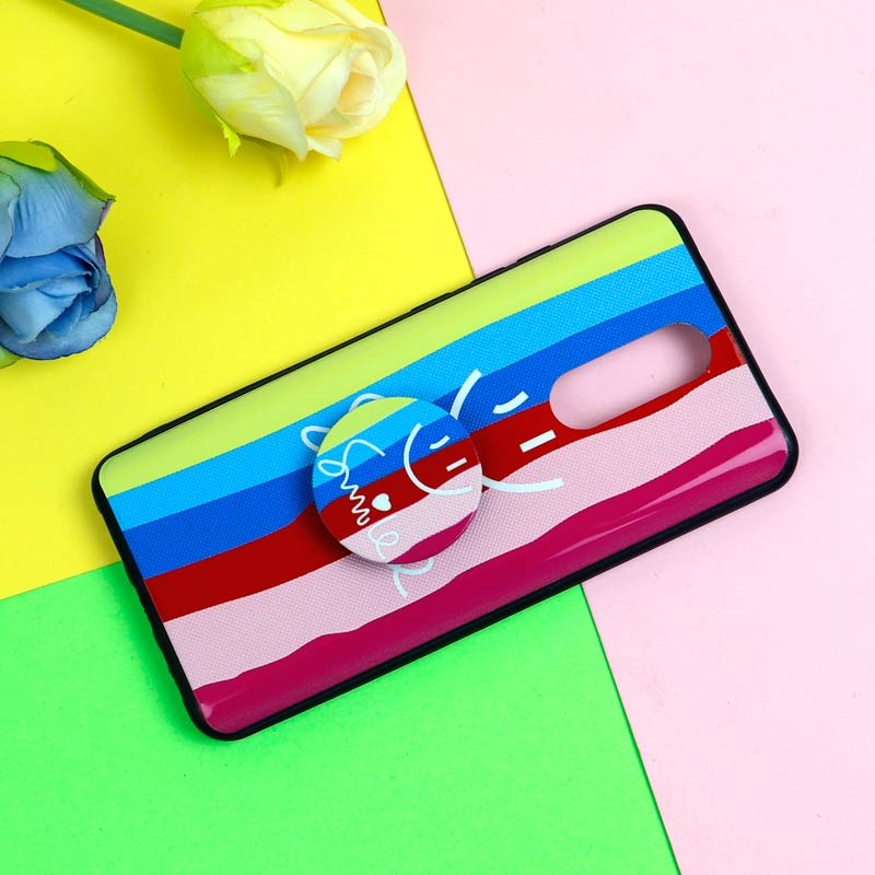 قاب فانتزی برجسته + پاپ سوکت طرح رنگین کمان شیائومی Redmi 8 سری D