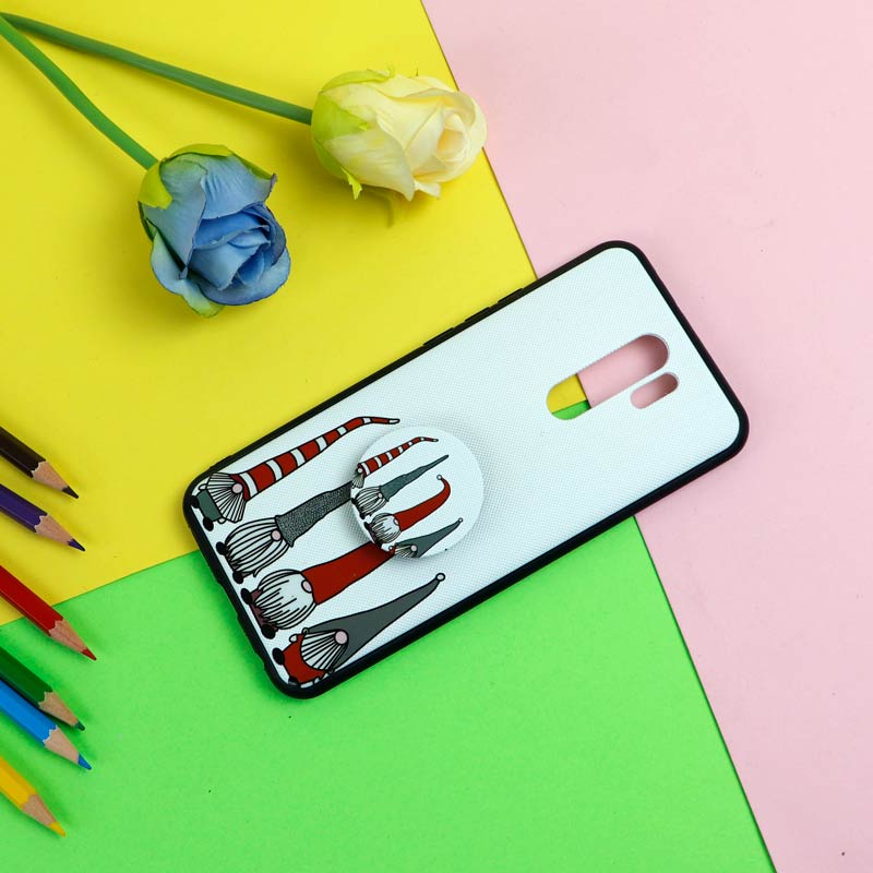 قاب فانتزی برجسته + پاپ سوکت طرح کوتوله شیائومی Redmi 9 سری D