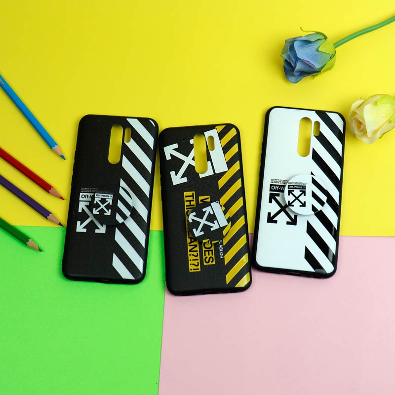 قاب فانتزی برجسته + پاپ سوکت طرح Off White شیائومی Redmi 9 سری D