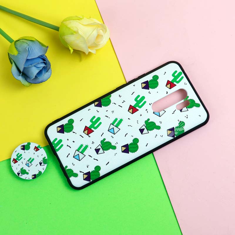 قاب فانتزی برجسته + پاپ سوکت طرح کاکتوس شیائومی Redmi 9 سری D