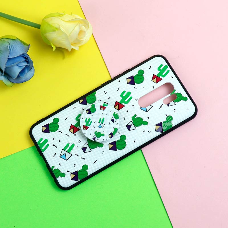 قاب فانتزی برجسته + پاپ سوکت طرح کاکتوس شیائومی Redmi 9 سری D