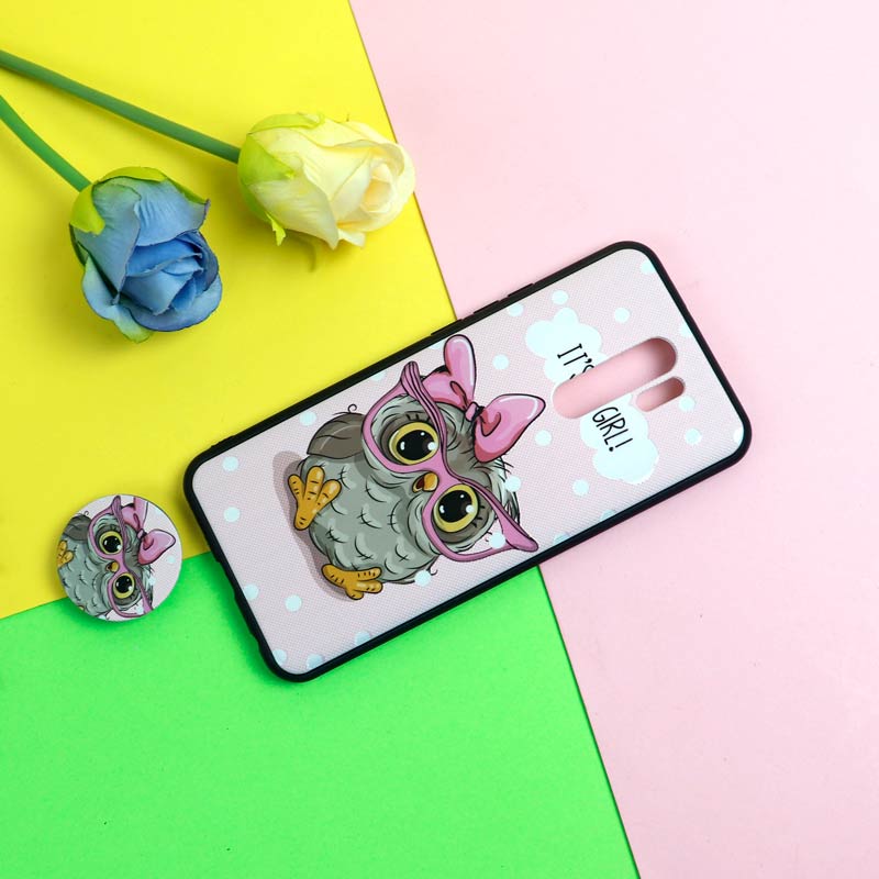 قاب فانتزی برجسته + پاپ سوکت طرح جغد شیائومی Redmi 9 سری D