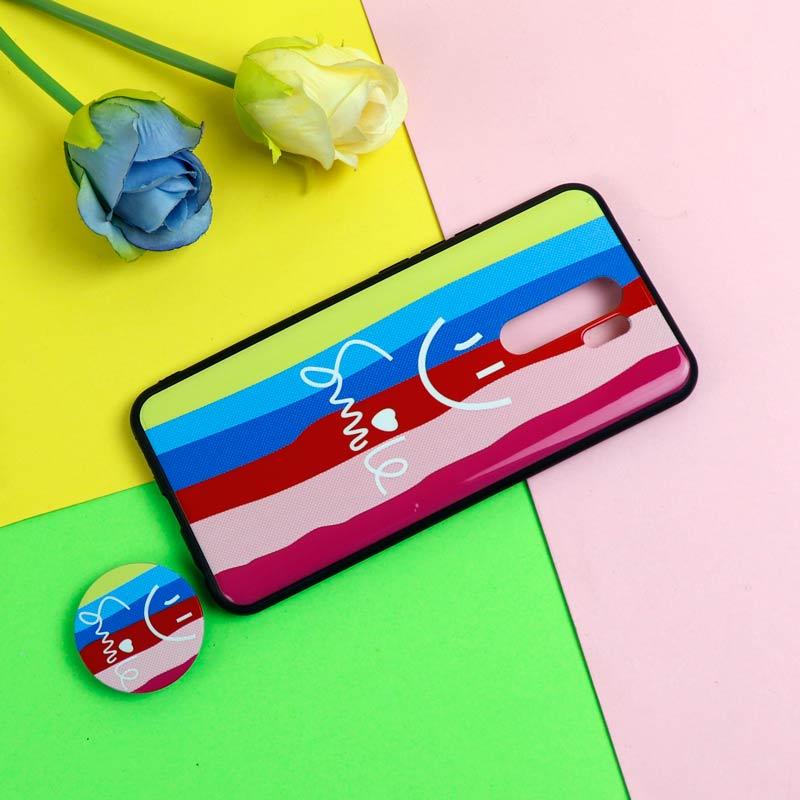 قاب فانتزی برجسته + پاپ سوکت طرح رنگین کمان شیائومی Redmi 9 سری D