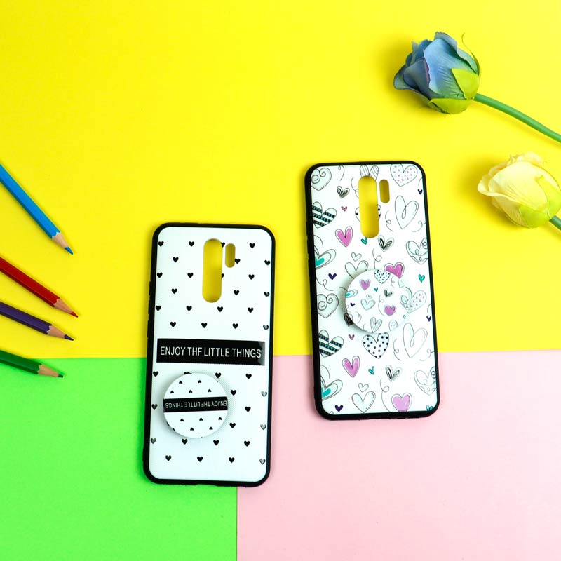 قاب فانتزی برجسته + پاپ سوکت طرح قلب شیائومی Redmi 9 سری D