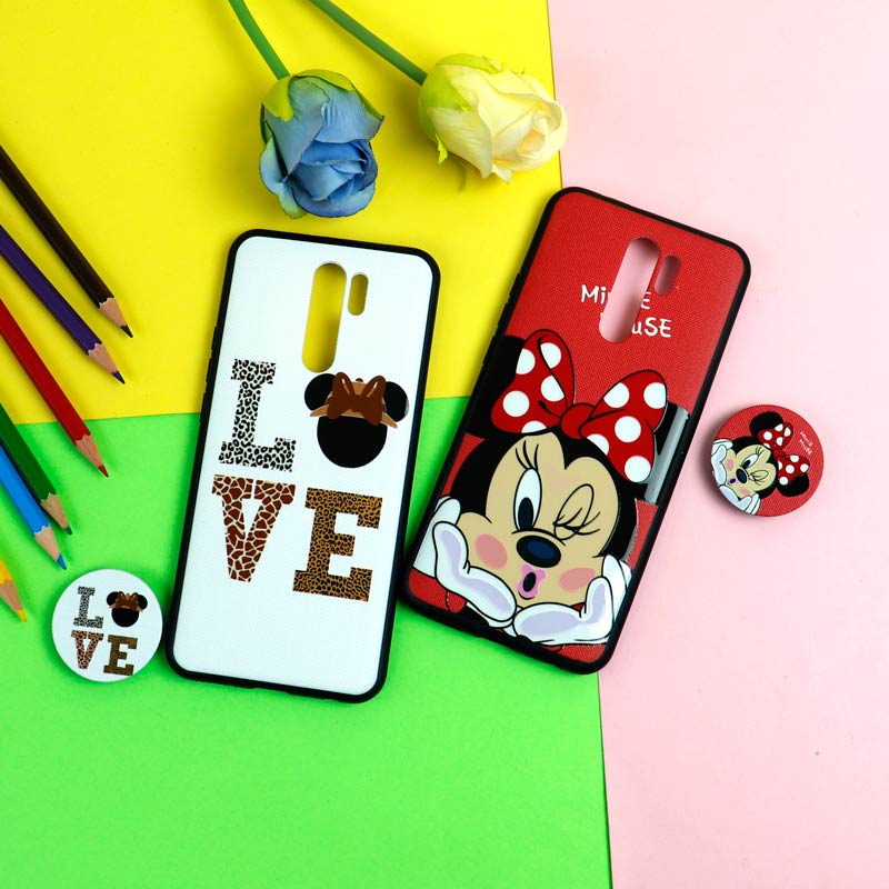 قاب فانتزی برجسته + پاپ سوکت طرح میکی موس شیائومی Redmi 9 سری D