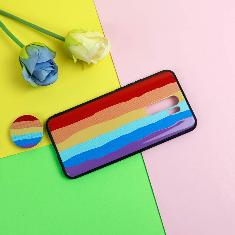 قاب فانتزی برجسته + پاپ سوکت طرح رنگین کمان شیائومی Redmi 9 سری D