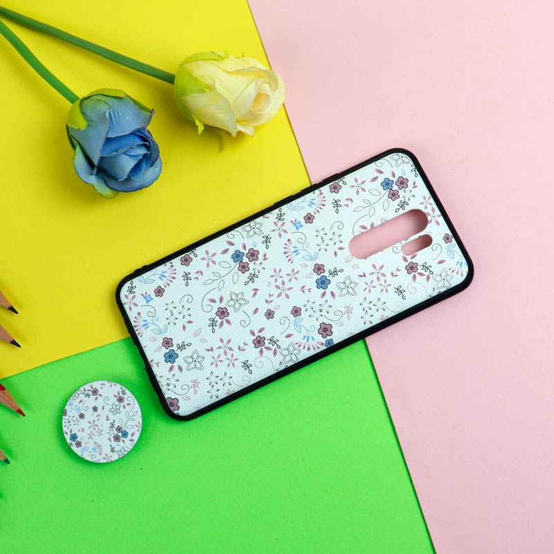 قاب فانتزی برجسته + پاپ سوکت طرح گل شیائومی Redmi 9 سری D