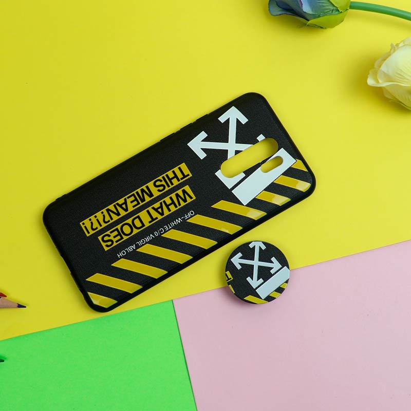 قاب فانتزی برجسته + پاپ سوکت طرح Off White شیائومی Redmi 9 سری D
