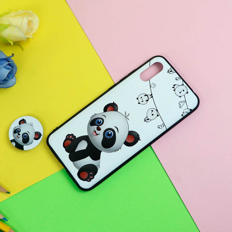 قاب فانتزی برجسته + پاپ سوکت طرح پاندا شیائومی Redmi 9A سری D