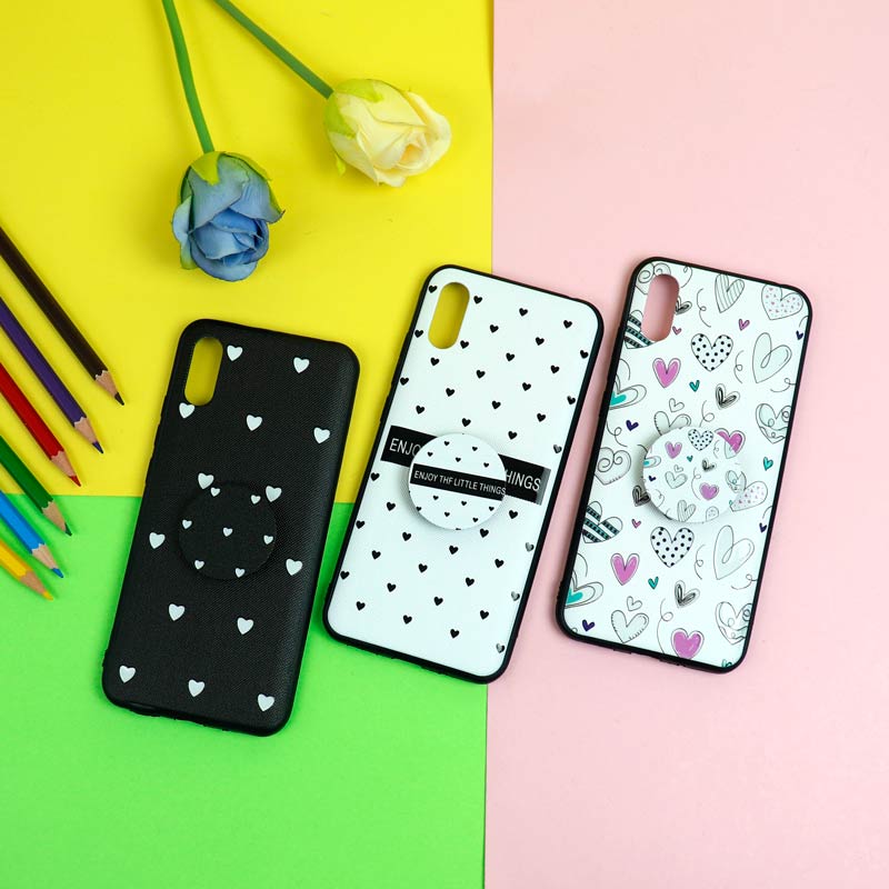 قاب فانتزی برجسته + پاپ سوکت طرح قلب شیائومی Redmi 9A سری D