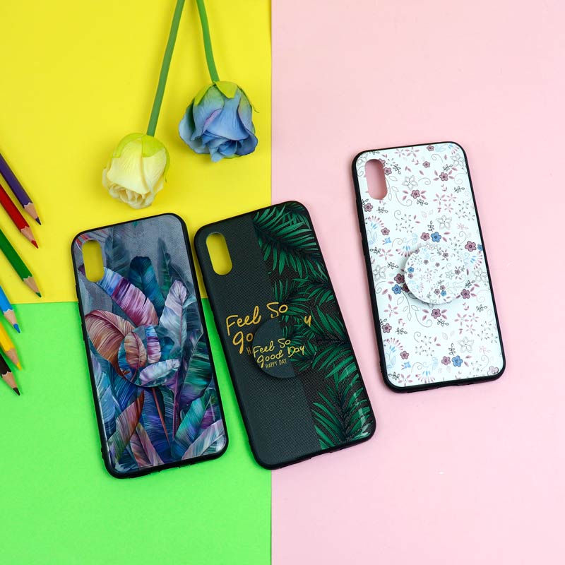 قاب فانتزی برجسته + پاپ سوکت طرح گل شیائومی Redmi 9A سری D