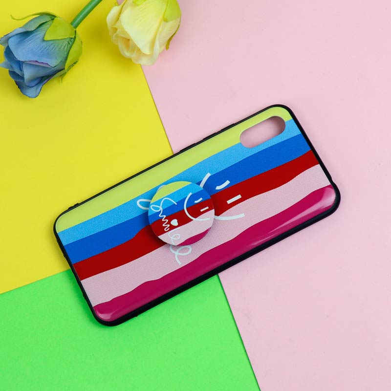 قاب فانتزی برجسته + پاپ سوکت طرح رنگین کمان شیائومی Redmi 9A سری D